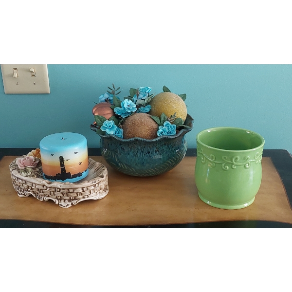 Decorative Home Decor As Shown 4 Pc Group Including Battery Op Light Candle - As Shown