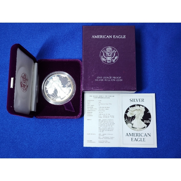 1986-S American Silver Eagle Proof 1 oz .999 Fine Silver w/ Box & COA 