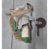 Image 8 : Neat Vintage Items Including Seed Spreader, Candle Holders, Check Writer, Wood Clamp, 45 Records