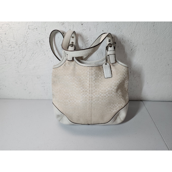 Vintage Coach Mini Signature C Logo Canvas and Leather Handbag - Great Condition