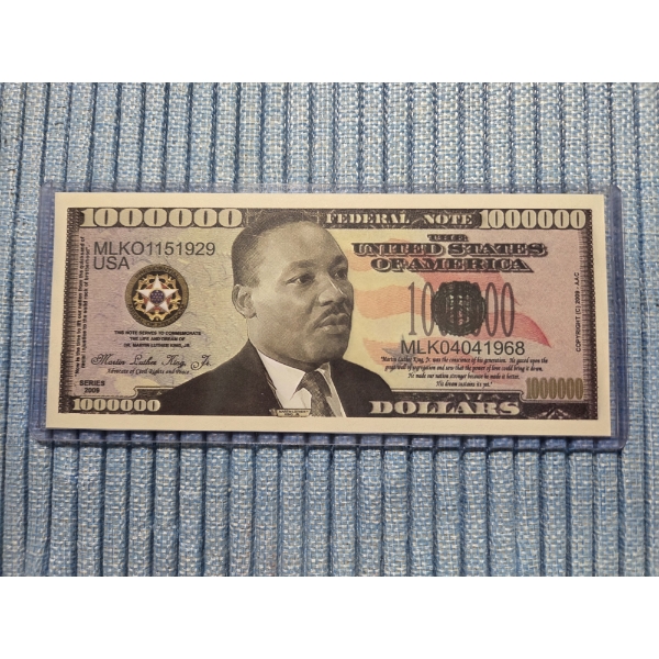 Mint Condition Martin Luther King Million Dollar Bill In Protective Holder