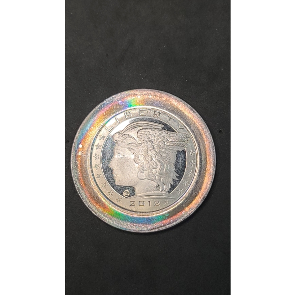 Very Unique 2012 2 Troy Ounce 999 Silver Proof Like Coin With Hologram Finish 