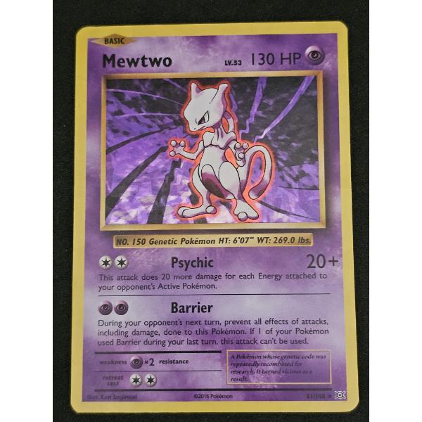 Mewtwo 51/108 Rare Vintage Pokemon Trading Card
