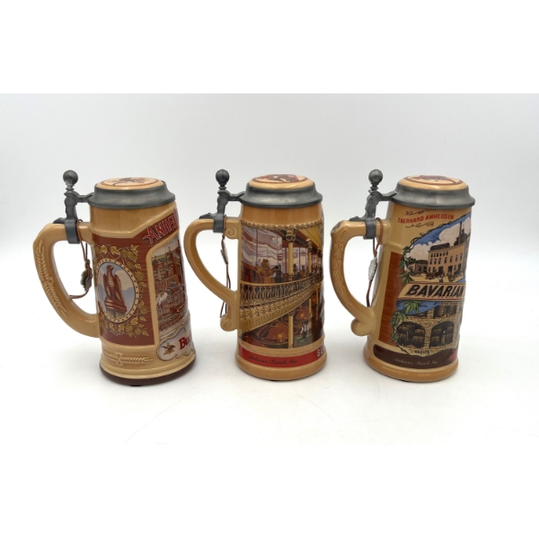 Lot of 3 Anheuser-Busch Steins From the Classic Collection.  '88, '89, '90