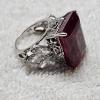 Image 3 : ELEGANT!!! Sterling Silver Emerald Cut Ruby Cocktail Ring - Size 5.5 (13.5g)