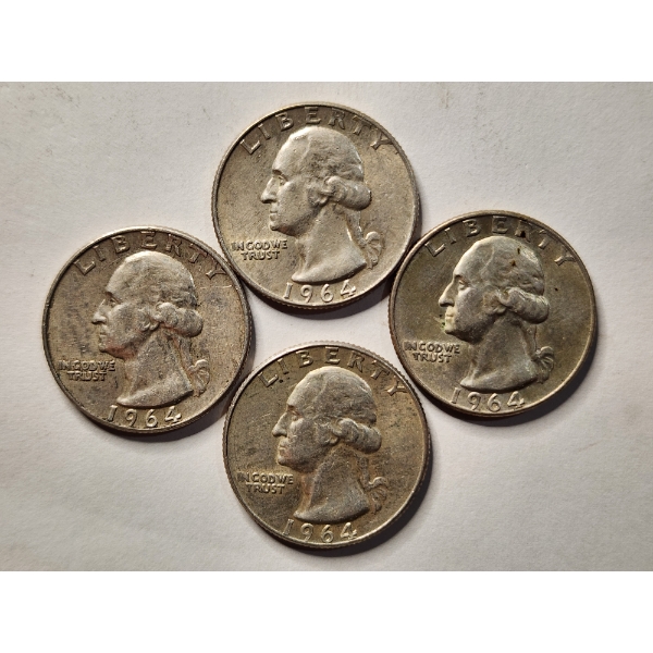 $1.00 in Assorted 90% Silver United States Washington Head Quarters - 4 Coins Altogether!