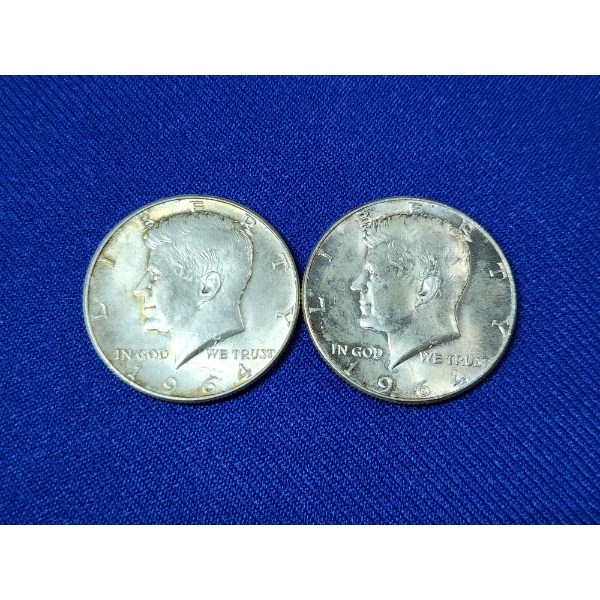 x2 1964 90% Silver Kennedy Half Dollars FV: $1.00
