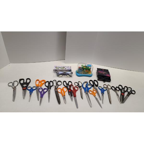 Assorted Scissors, Blue Block Glasses & Ergonomic Wrist Rest