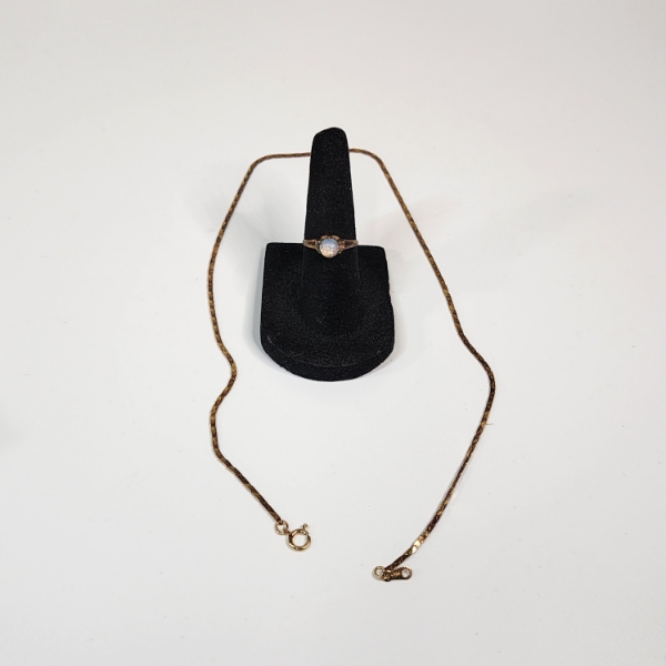 Gold-Filled Jewelry: Beautiful Opal Ring & Herringbone Necklace