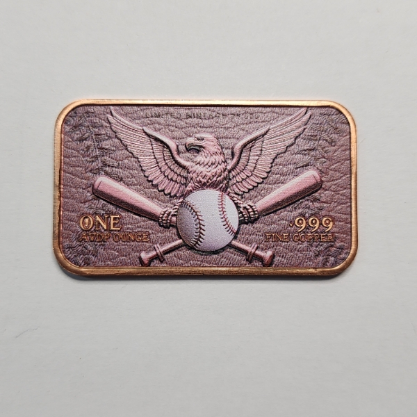 America's 250th Anniversary Baseball Flyover Colorized 1 AVDP oz .999 Fine Copper Bar