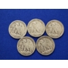 Image 5 : x5 90% Silver Walking Liberty Half Dollars: 1941, 1942, 1942, 1943, 1943 FV: $2.50