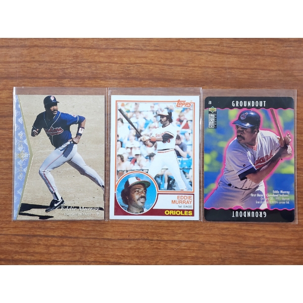 Three Eddie Murray Baseball Trading Cards Including 1983 