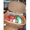 Image 3 : Vintage Picnic Basket With Contents As Shown - 18 Inch by 13"  not Incl Handles