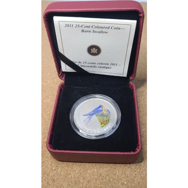 2011 Canadian 25-Cent Colorized Barn Swallow Coin From The Royal Canadian Mint's "Birds of Canada"