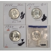 Image 1 : (4) United States 90% Silver Washington Quarters - 1951, 1957-D, 1960-D, 1962 