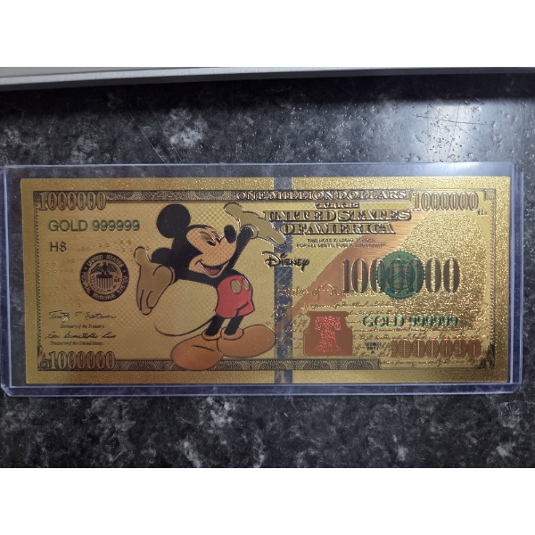 Rare Disney Mickey Mouse Gold Foil .999999 24k Note