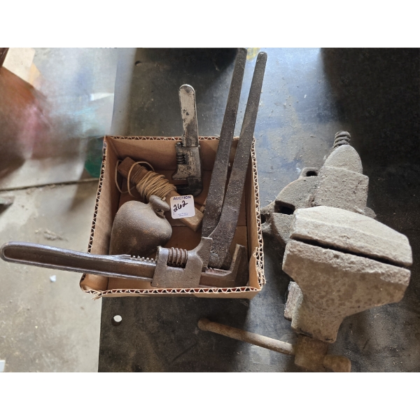 Antique Plumb Bob, Vise and More