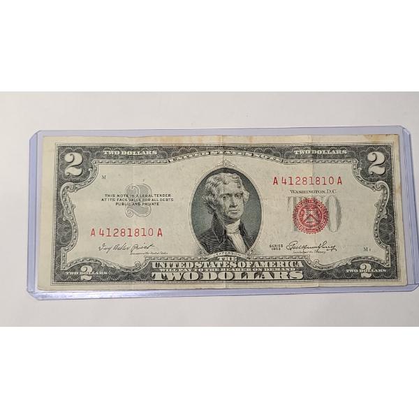Series 1953 $2 Red Seal United States Bank Note  With Priest & Humphrey Signatures - Face Value: $2.
