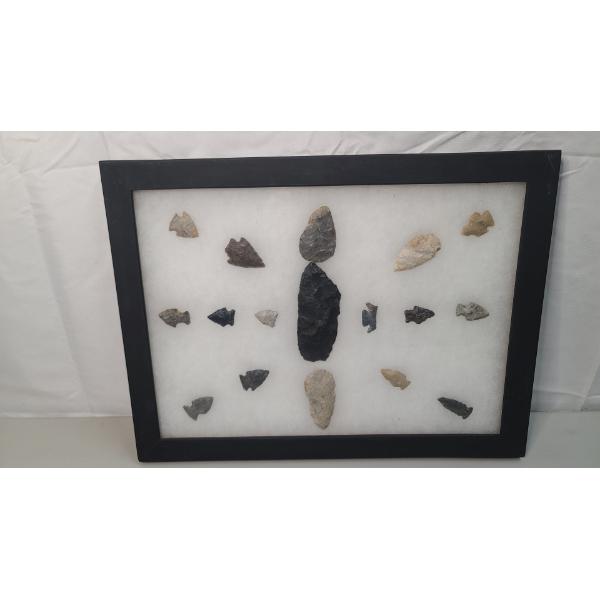 Framed Collection Of (17) Arrowheads