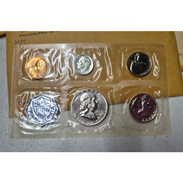UNITED STATES COINS - 4 Pcs - 90% SILVER PROOF MINT SETS - 1958 x 2, 1959 & 1960 FRANKLIN F V $7.40