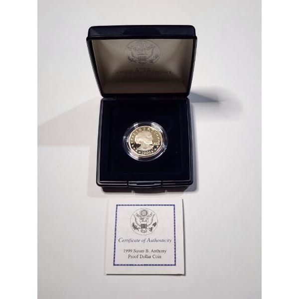 Beautiful 1999 Susan B. Anthony PROOF Dollar in Nice Storage & Display Case With C.O.A.