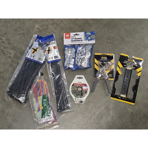 New- Contour Gauge, Grommet Set, Cable Ties, Twist Tie Spool, & More