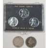 Image 1 : 1943 Steel Lincoln Cents 3 Mint World War II Issue Set & (2) U.S Liberty Head "V" Nickels - FV $0.13