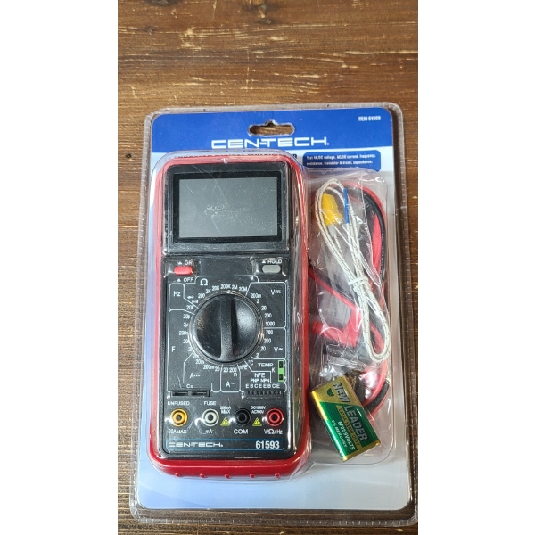 Brand New In Packaging Cen-Tech 11 Function Multimeter With Audible Continuity 
