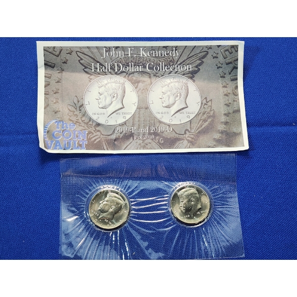 2019 P&D Uncirculated Kennedy Half Dollars with Original "The Coin Vault" Packaging 