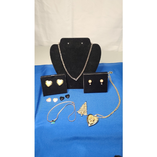 Sterling Silver Necklace & Assorted Costume Jewelry Pieces 