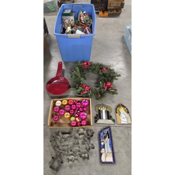 Huge Fabulous Vintage Christmas Light/Decor Collection Including Cookie Cutters & Stained Glass 