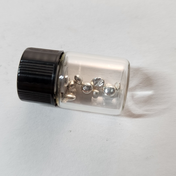 Silver Shot Metal Granules in Glass Vial – Weight: 1.9 Grams