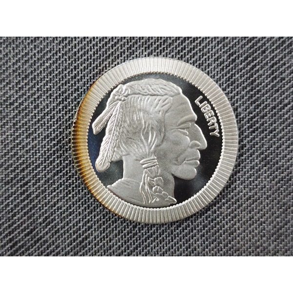 1 Troy Ounce .999 Fine Silver Indian Buffalo Round