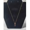 Image 1 : 14K Yellow Gold Necklace with Large Emerald Cut Garnet Pendant - TW: 3.5g