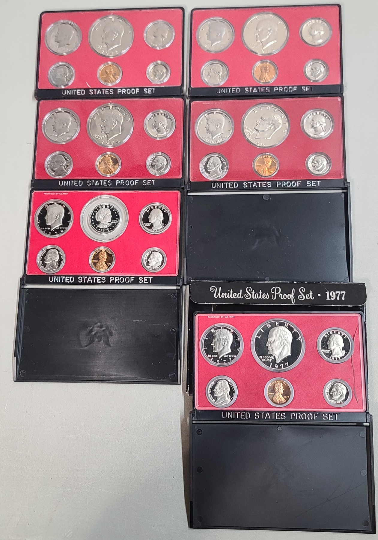 1973-S, 1973-S, 1974-S, 1976-S, 1977, 1979 United States Proof Coin ...