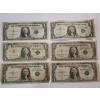 Image 1 : Six Assorted United States $1 Blue Seal Silver Certificates FV: $6.00