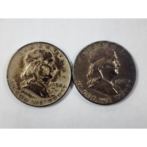 Two 90% Silver Franklin Half Dollars - Face Value $1.00 