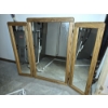 Image 2 : Oak Framed 3 Section Mirror 43 x 41 Overall - 13" - 27" 13" Sections