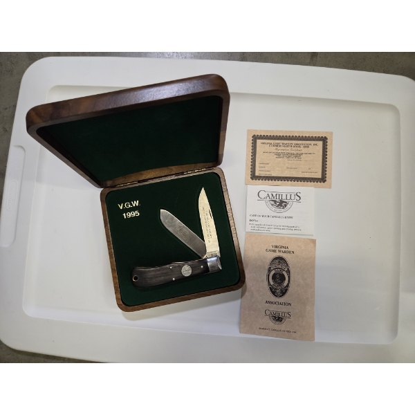 Excellent Condition Collectors Virginia Game Warden 1 Of 350 Pocket Knife In Wood Case