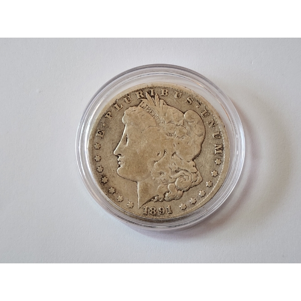 1891 CARSON CITY Morgan Silver Dollar - 90% Silver Low Mintage Coin - In Capsule 