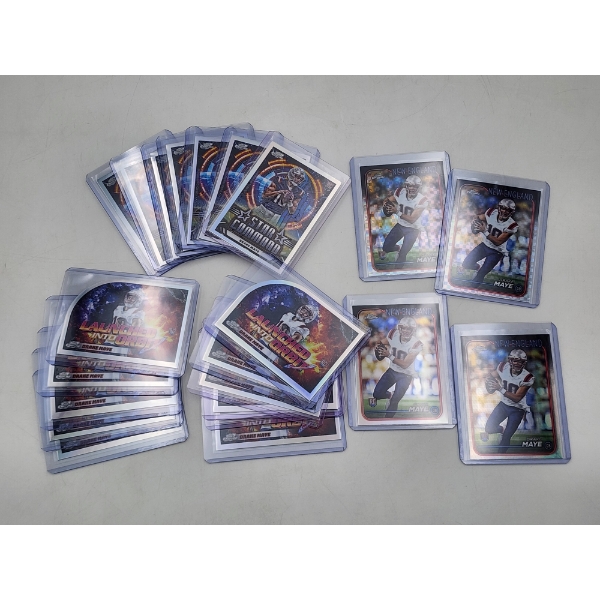 Lot of Assorted Drake Maye Football Trading Cards - In Protective Holders