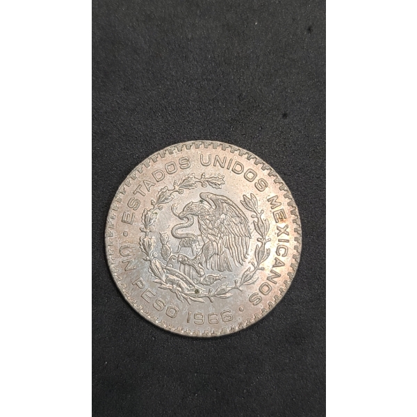 1966 Mexican 1 Peso 10% Silver Coin - ASW: 0.0514oz
