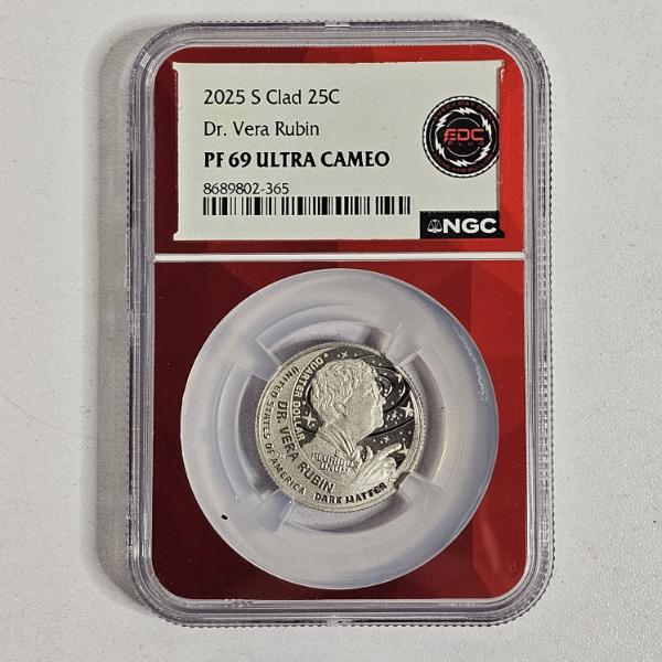 NGC PF 69 ULTRA CAMEO 2025-S Clad 25C Dr. Vera Rubin Quarter Everyday Coin Plus Custom Label