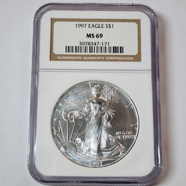 1997 American Silver Eagle $1 - 1 oz .999 Fine Silver - Graded by NGC MS 69