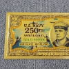 Image 2 : U.S. Navy 250th Anniversary ~ Oct 13, 1775 - 2025 ~ USS Enterprise ~ 999999 $2 Gold Foil Note ~MINT!