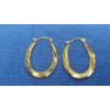 Image 2 : 10K Gold Oval Swirl Hoop Earrings - Weight: 0.5g