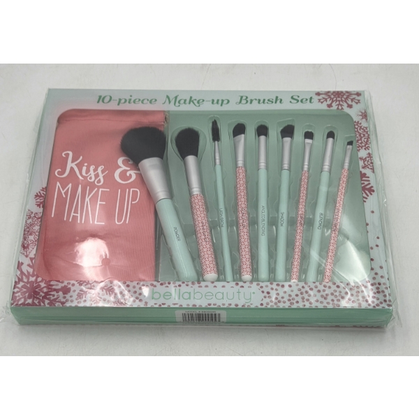New Bella Beauty Professional 10 Piece Makeup Brush Set With Storage Bag