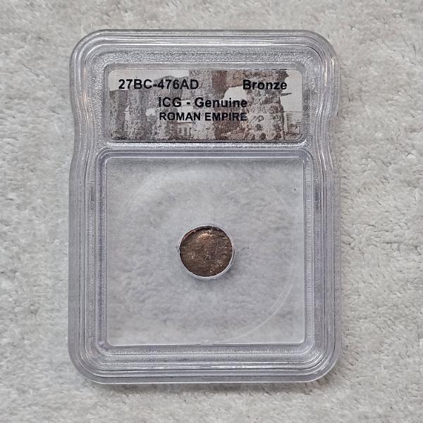 ICG Genuine Ancient Roman Empire Bronze Coin 27 BC - 476 AD Custom Label