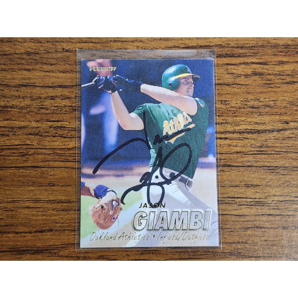 1997 Fleer Baseball Jason Giambi Autograph Card #190 - Excellent Condition
