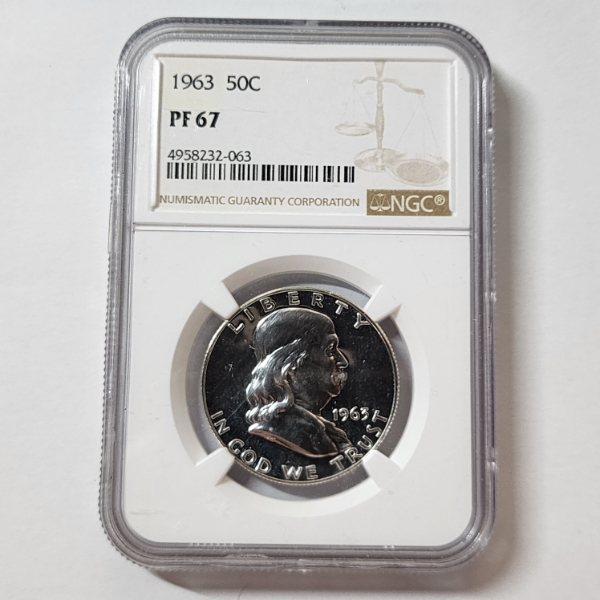 NGC PF67 U.S. 1963 90% Silver Franklin Half Dollar 